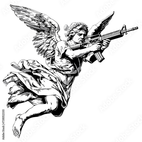 Cupid Angle holding Gun Illustration