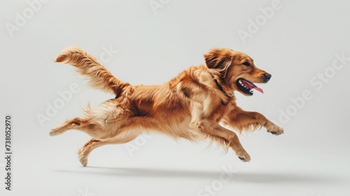 Isolated photo of a happy dog       running.