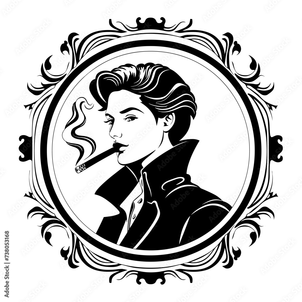 Handsome Man Smoking Logo Clipart Handsome Man Smoking Logo Clipart