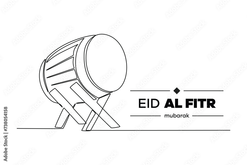 Continuous one line drawing Eid al-Fitr concept. Doodle vector illustration.