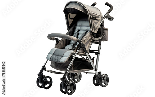 A Baby Stroller With Wheels and a Seat. A photo of a baby stroller featuring wheels and a comfortable seat, designed for safe and easy transportation for infants. photo