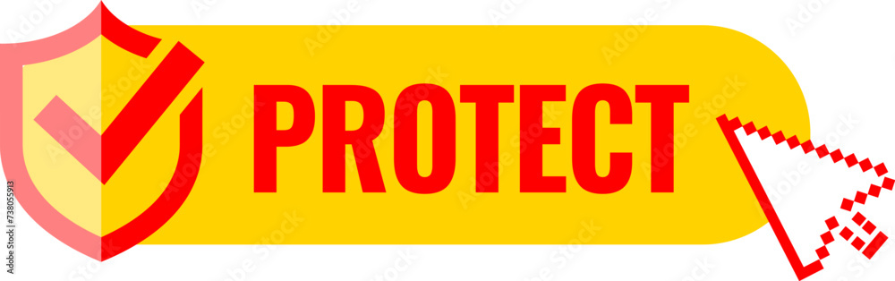Protect web button on white background Protect web button on white background