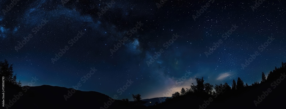 Majestic Night Sky with Milky Way Over Mountains