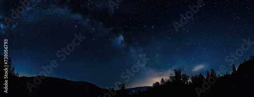 Majestic Night Sky with Milky Way Over Mountains © evening_tao