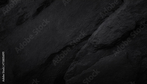 A close-up of dark, rugged rock textures, highlighting the intricate patterns and deep shadows, Ideal for backgrounds, nature themes, or abstract art. photo