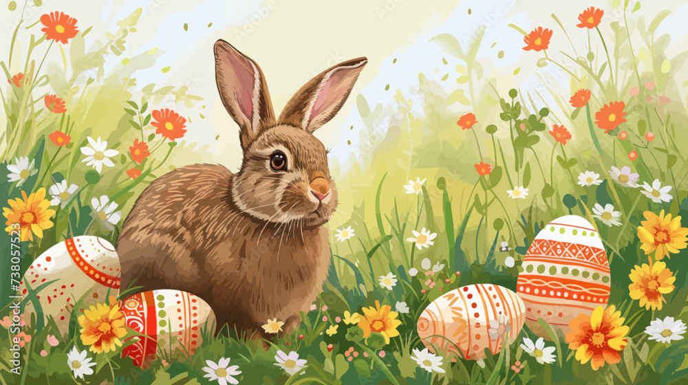 Easter Bunny and Easter Eggs Background Easter Bunny and Easter Eggs Background