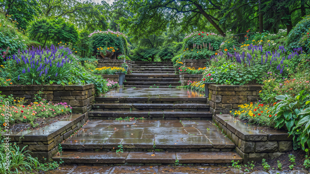Wet Stone Steps with Flowering Garden Sides
Wet Stone Steps with Flowering Garden Sides