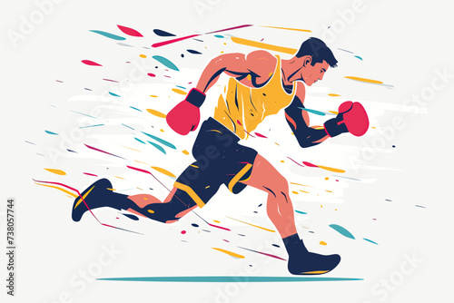 Boxer Flat Design with Punching Gloves