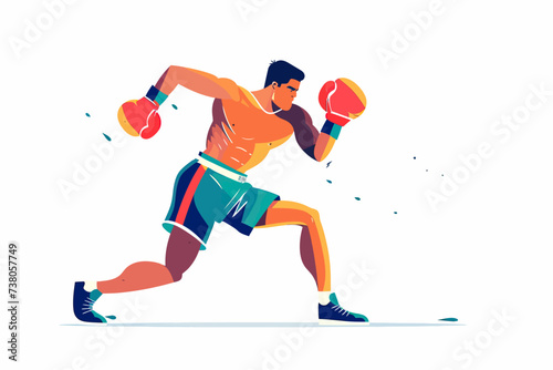 Boxer Flat Design with Punching Gloves