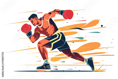 Boxer Flat Design with Punching Gloves