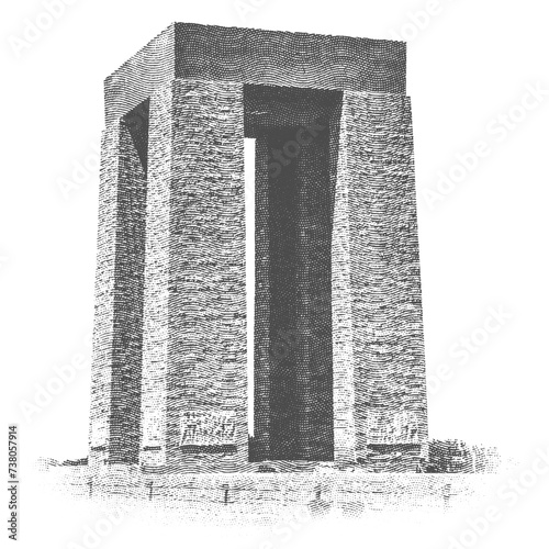 vector illustration of the Çanakkale Martyrs Monument made as an engraving. photo