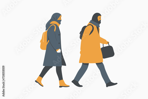 Hijab Moslem Girl Walk