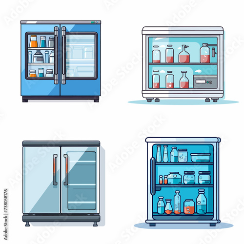 Lab Refrigeration (Refrigerator in a Laboratory) simple minimalist isolated in white background vector illustration