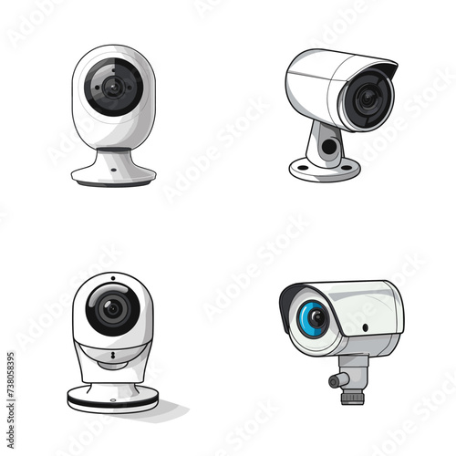 Smart Security Camera (Security Camera with Digital Interface) simple minimalist isolated in white background vector illustration