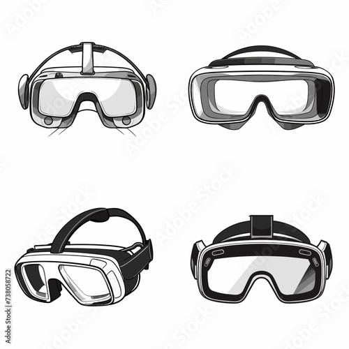 VR (Virtual Reality) Goggles (Goggles for VR Mobile Games) simple minimalist isolated in white background vector illustration