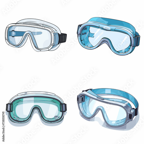 Lab Safety Goggles (Protective Eyewear for Lab Work) simple minimalist isolated in white background vector illustration