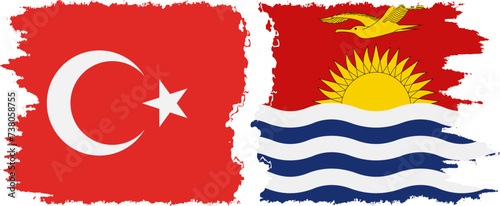 Kiribati and Turkey grunge flags connection vector