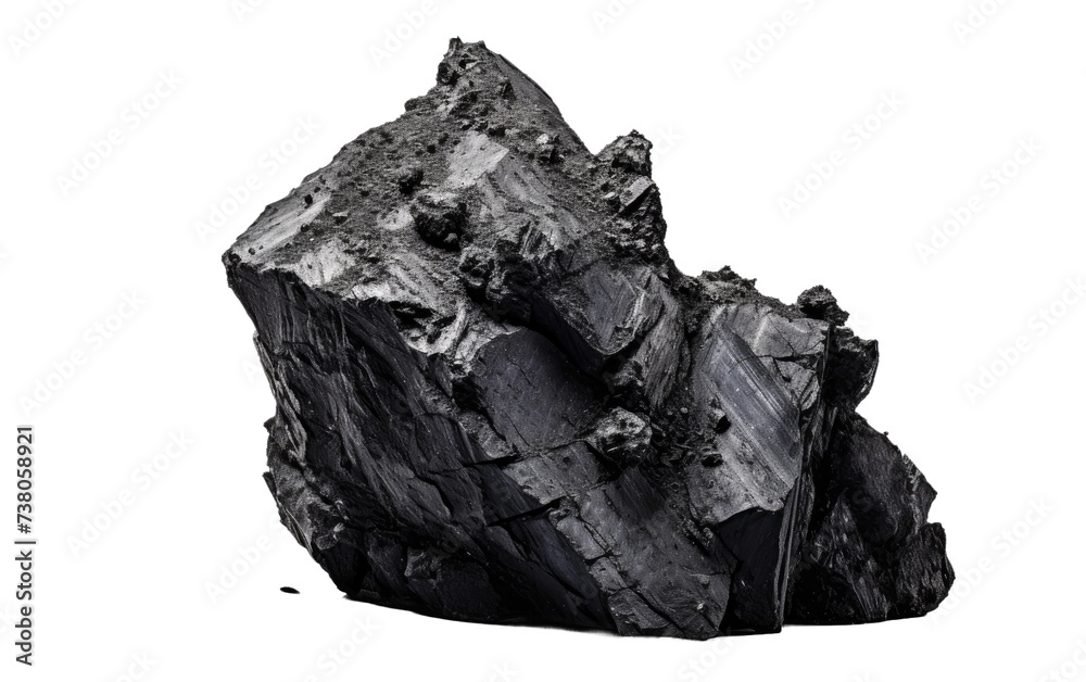 Black Rock. A simple, monochromatic image featuring a prominent black rock set against a clean Transparent background.