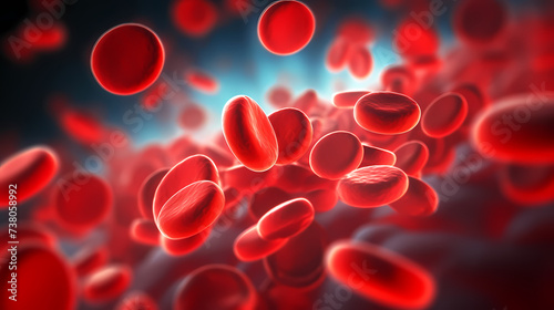 Macroscopic flow of red blood cells flowing through an artery