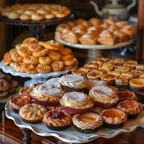 Portuguese Sweets Assortment on Vintage Table