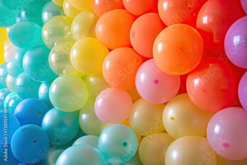 an archade of balloons in all colors of the rainbow photo