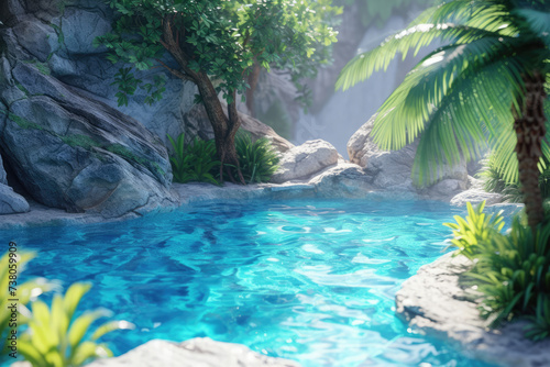 blue pool in the style of 8k resolution, character studies bright colours © Kitta