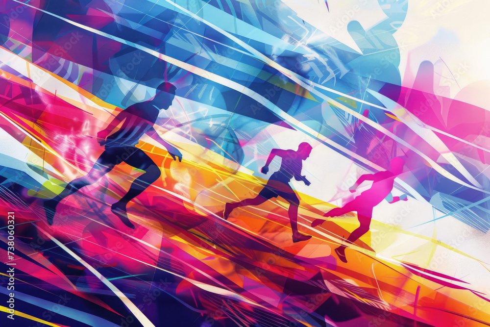 Dynamic abstract sports background with running men Dynamic abstract sports background with running men