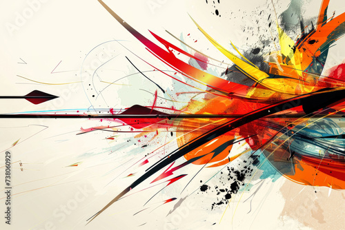 Dynamic abstract background with lines, arrows and splashes
