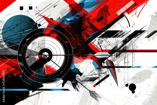 Dynamic abstract background with arrows and target for archery