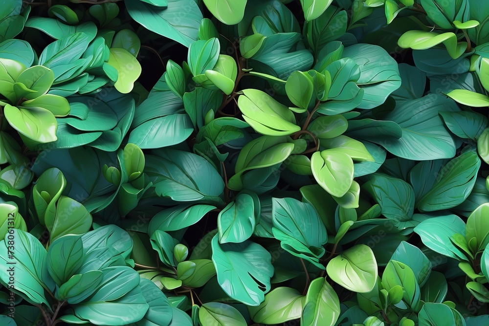 3d close up of a bunch of green leaves teal, background 3d close up of a bunch of green leaves teal, background