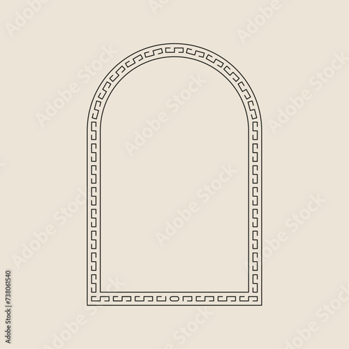 Boho frame arch vector illustration modern minimalistic retro aesthetic linear arc portal logo bohemian design element mystical geometric abstract border
