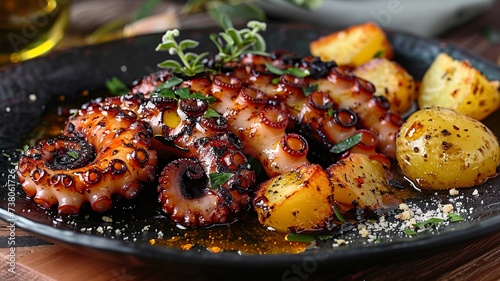 Grilled Octopus (Polvo à Lagareiro) Plated Dish