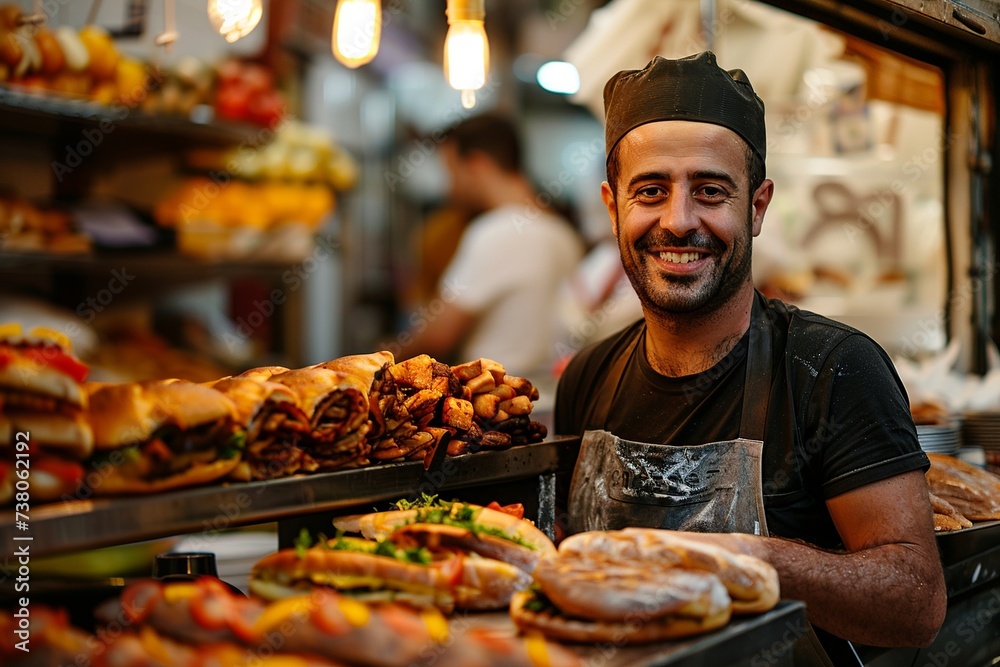 Bifanas Vendor at Lively Portuguese Street Market

