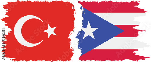 Puerto Rico and Turkey grunge flags connection vector