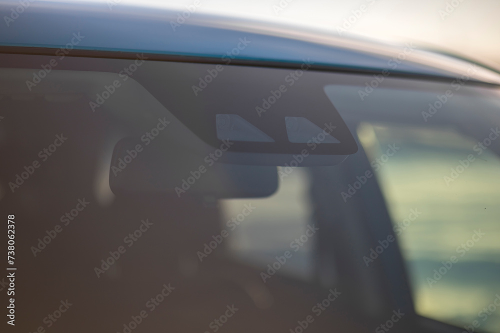 Video recorder on the windshield of the car. Driving Assistants