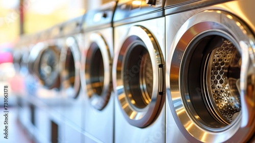 Coin operated public laundry machines for dry cleaning and cleaning services available to all