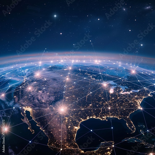Interlinked network showcasing sharing electric power across a nation