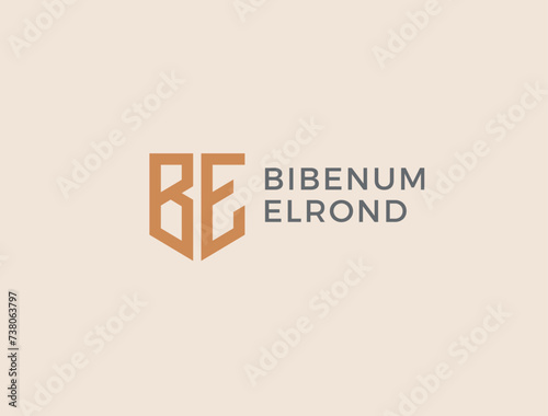 BE. Monogram of Two letters B and E. Luxury, simple, minimal and elegant BE logo design. Vector illustration template. 