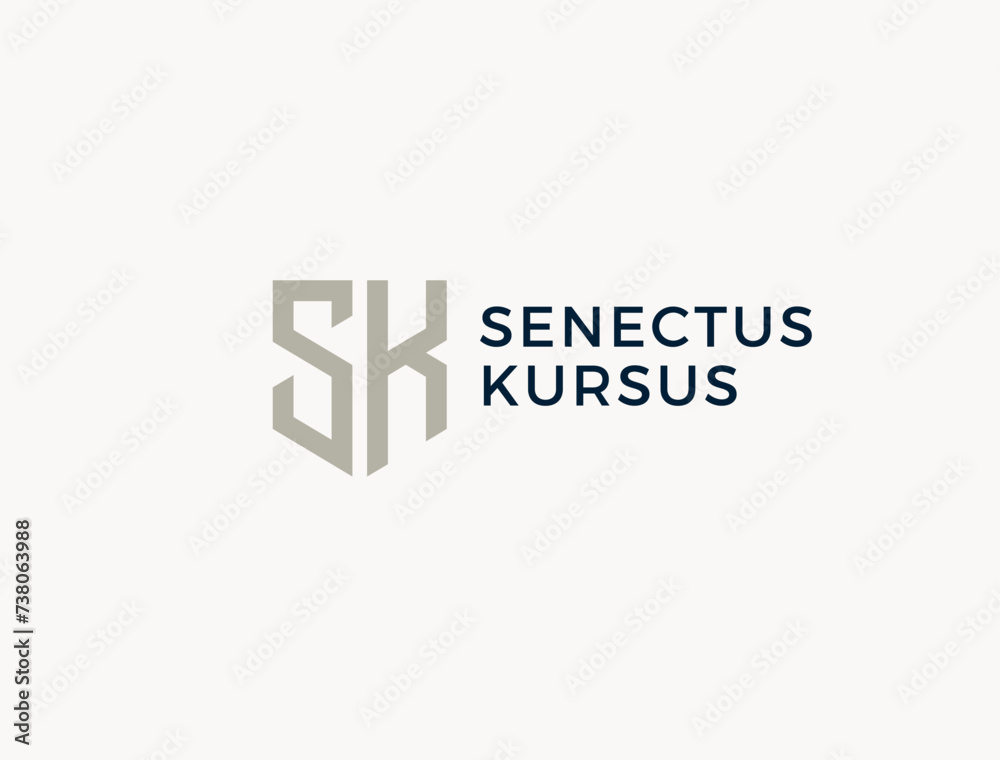 SK. Monogram of Two letters S and K. Luxury, simple, minimal and elegant SK logo design. Vector illustration template.
