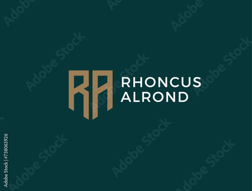 RA. Monogram of Two letters R and A. Luxury, simple, minimal and elegant RA logo design. Vector illustration template.
