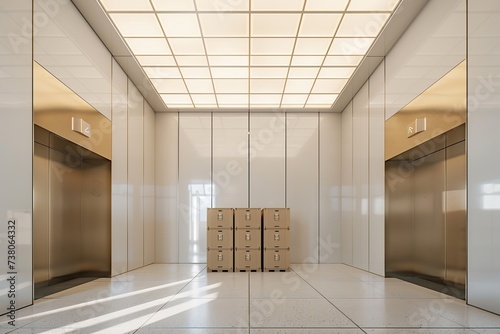 the boxes are in the elevator photo