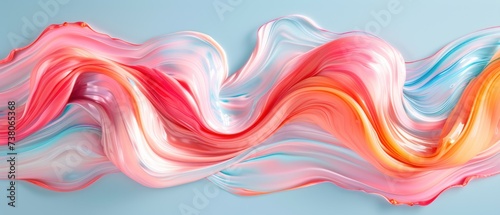 a multicolored wave of fluid paint on a light blue background with a light blue back ground and a light blue back ground. photo