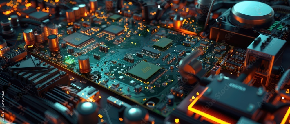 High-Detail Electronic Circuit Board Technology Concept High-Detail Electronic Circuit Board Technology Concept
