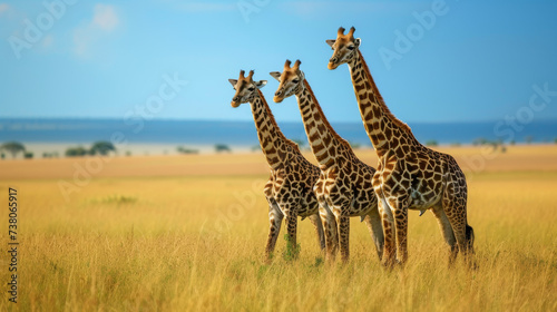 giraffes in the african savannah
