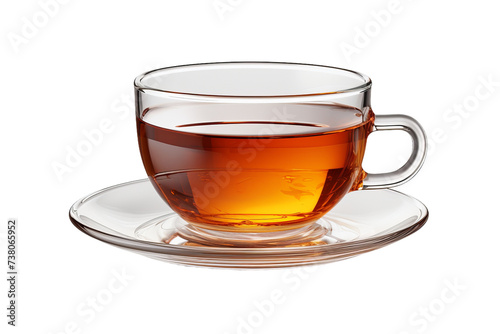 A Cup of Tea on a Saucer. A photo of a cup of tea placed on a saucer, showcasing the simple and elegant beauty of this beverage.