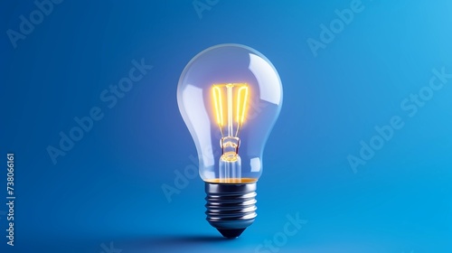Light bulb on blue background, Computer digital drawing, Generative AI illustrations.