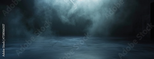 Mysterious Blue Fog Over Dark Surface