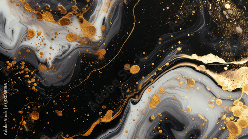 Fototapeta Naklejka Na Ścianę i Meble -  Gold abstract black marble background art paint pattern ink texture watercolor white fluid wall. Abstract liquid gold design luxury wallpaper nature black brush oil modern paper splash painting water.
