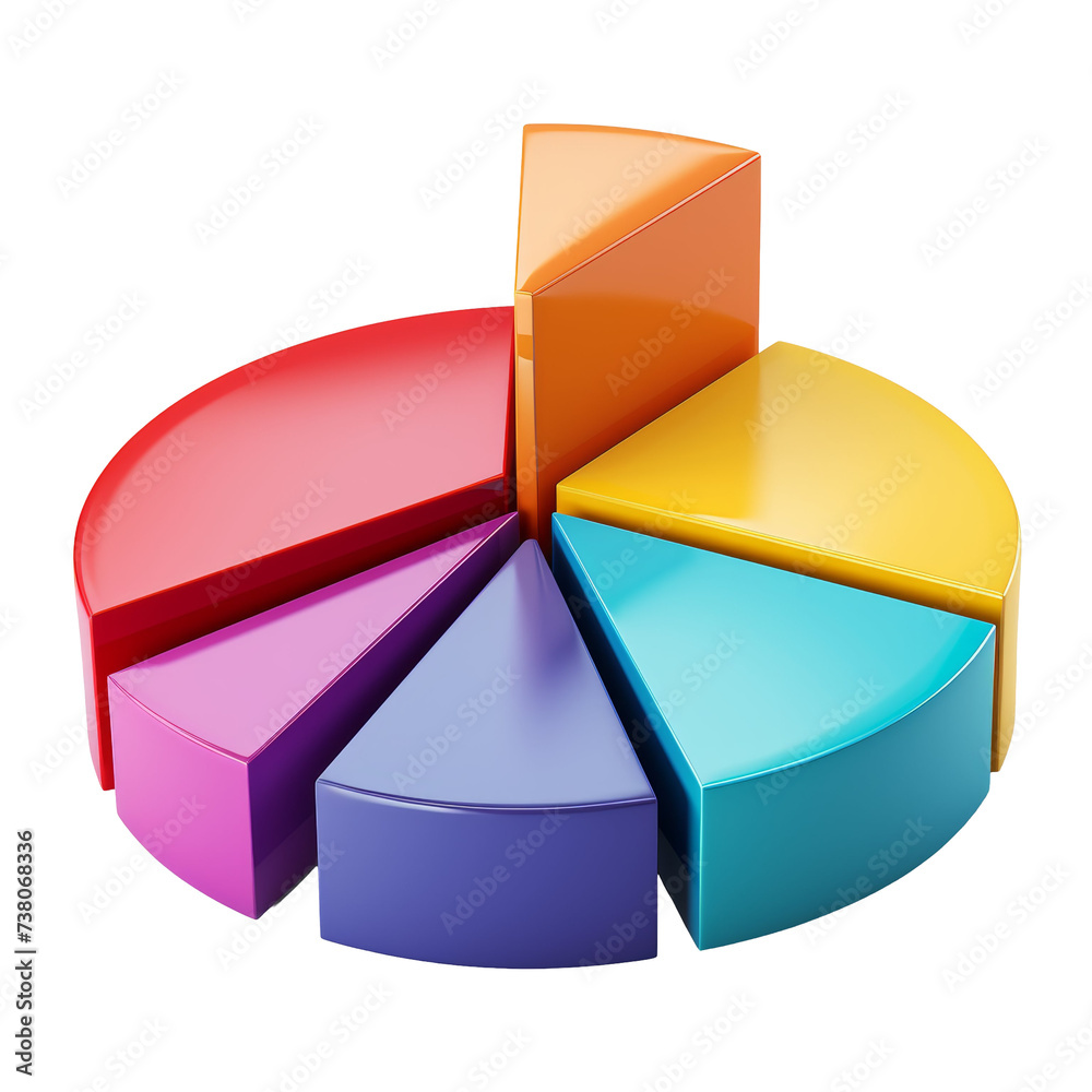 Colorful Pie Chart with Unlabeled White Segments Isolated on Transparent or White Background, PNG Colorful Pie Chart with Unlabeled White Segments Isolated on Transparent or White Background, PNG