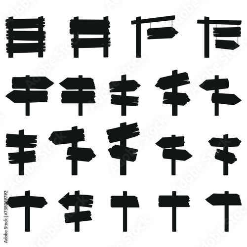 Collection of traditional wooden plank sign silhouettes